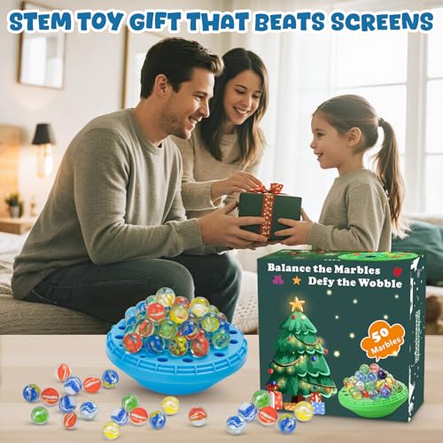 Image of Marble Balance Game, Wobble Marble Stacking Game for Kids 6+, Family Games for Kids and Adults with Built-in Storage, Marbles Board Game for 1-4 Players, Fun Birthday Party Games Toys
