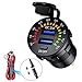 YGL Chargeur USB QC3.0 Voiture de Moto,12/24V Prise de Chargeur Double USB étanche, avec Interrupteur et Couleur Voltmètre pour Motos,Voitures,Bateaux,VTT,Bus