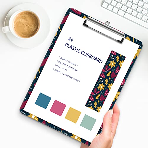 Image of Plastic A4 Clipboards, Clip Board Stardard Letter Size 9 x 12.5 in | Office Decorative for Students Women Men and Kids,Wildflowers
