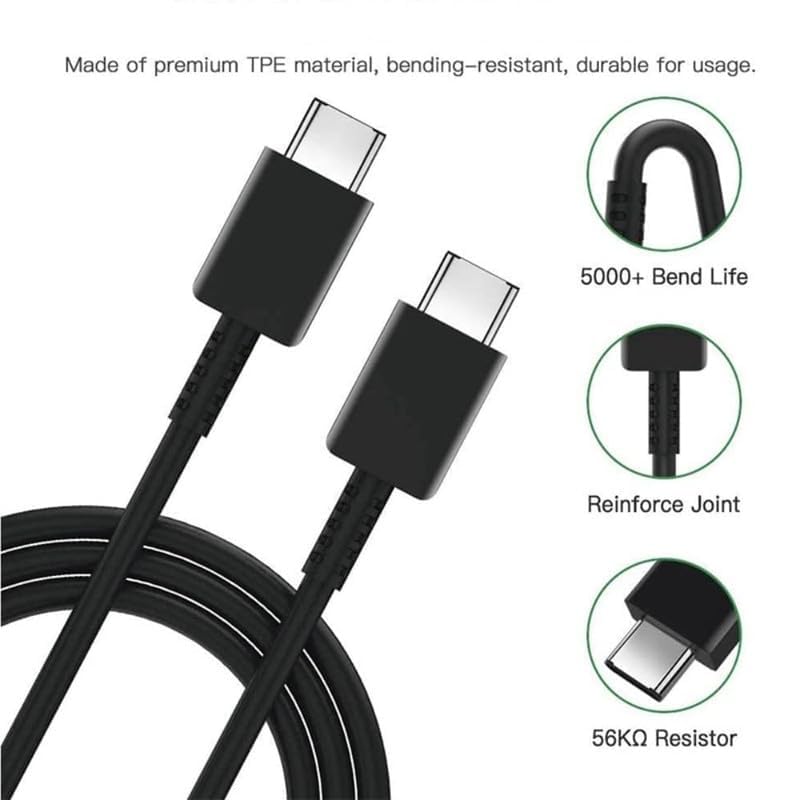Image of 45W Original Type C to C 3.3 FT Fast Charging USB C Cable High-Speed & Data Transfer Compatible with Samsung Galaxy S25 /S25+ /S24 /S24+ /S23 /S23+ /S22 /S21 /Ultra /Plus /Fe /Edge /S- Type-C Cord, Black