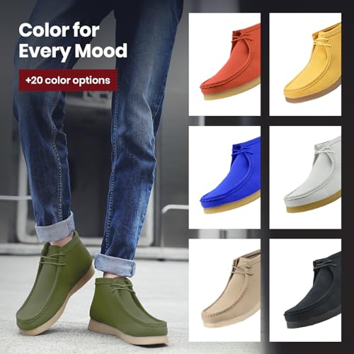 Image of Amali Casual Chukka Boots for Men, High-Top, Lace Up Suede Men's Shoes, Desert Boots with Crepe Rubber Sole