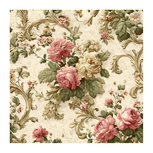Image of PAPER PLANE DESIGN Vintage Floral Self Adhesive Wallpaper Peel & Stick, Waterproof, Stain-Proof & Self Adhesive Vinyl | Easy to Clean | 16 in X 90 in, Decor for Bedroom, Hallway, Living Room (D)