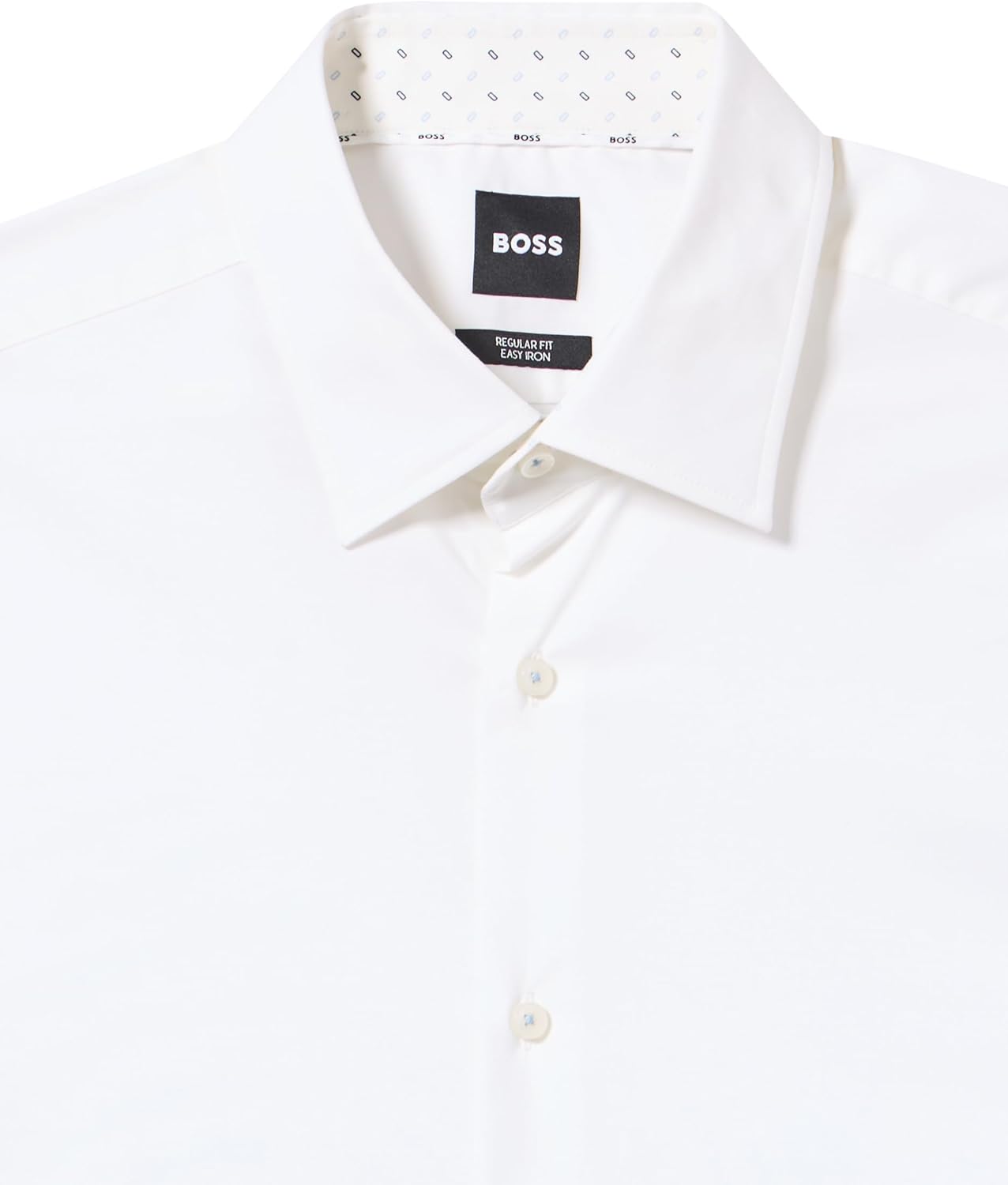 BOSS, Stretch Poplin Short Sleeve Button Down Shirt, Powder White, 15.7 - Image 2