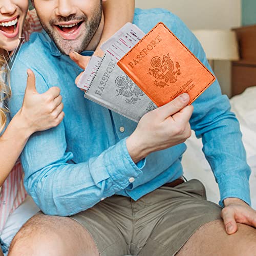 Image of Passport and Vaccine Card Holder Combo, Passport Holder with Vaccine Card Slot, Passport Wallet, Passport Cover, Passport Case, Passport Holder for Women and Men(BA-Orange)