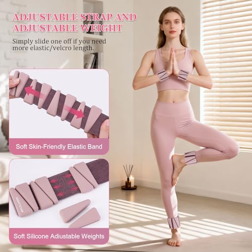 Image of BECOJADDE Ankle Weights Set of 2 (1 lb /2 lb /3 lb Each) Adjustable Wrist Weights for Women Men Wearable Arm Leg Weight for Pilates, Running, Walking, Workout, Yoga