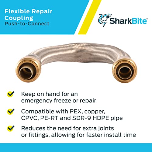 Sharkbite 3/4 X 18 Inch Flexible Repair Coupling Hose, Push To Connect Brass Plumbing Fitting, Pex Pipe, Copper, Cpvc, Pe-Rt, Hdpe, U3016Flex18Lf #TOP3