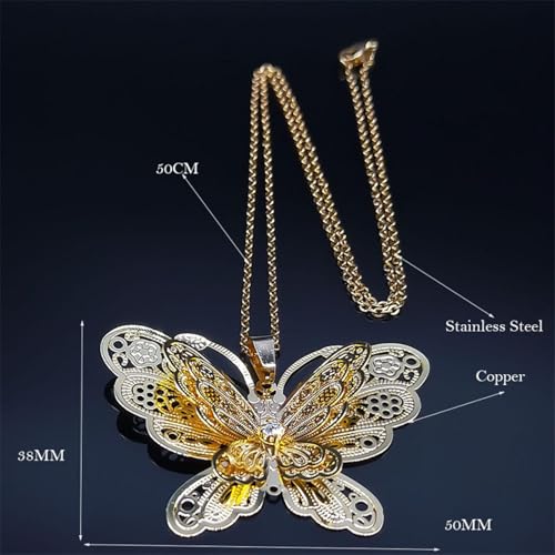 Collier pour homme papillon filigrane 3D en cuivre ciselé