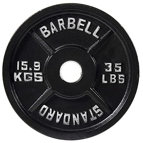 Fitvids Cast Iron Plate Weight Plate for Strength Training and Weightlifting, 2-Inch Center (Olympic), 35LB (Single)
