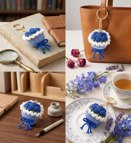 Image of Handmade Crochet Sunflower Keychain for Women & Girls, Cute Yellow Flower Key Ring Charm, Soft Yarn Knitted Gift, Bag Charm, Car Key Holder, Aesthetic Handmade Floral Accessory
