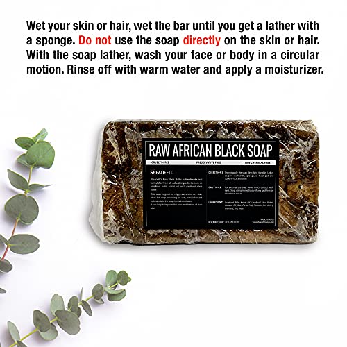 Raw African Black Soap Bar - For All Skin Types - Face, Body, Hair Soap Bulk Bars (3 Pound) - Image 3
