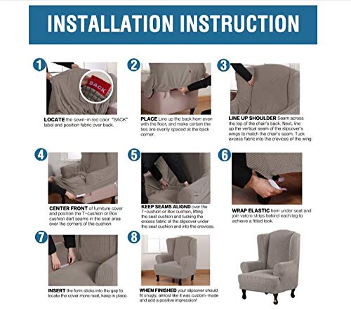 Eivmax Seersucker Stretch Wingback Chair Slipcover With Skirt 1-Piece Light Yellow Wing Chair Covers Wingback Armchair Slipcover Sofa Cover Non Slip Washable Furniture Protector (Light Yellow) #TOP5