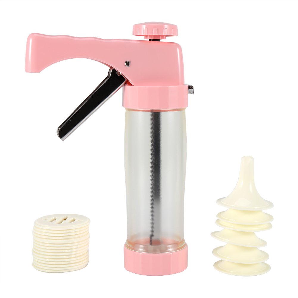 Yosoo Cookie Biscuits Press Machine Kitchen Tool Stainless Steel Cake Decorating Biscuit Maker Set 16 Molds & 6 Nozzles