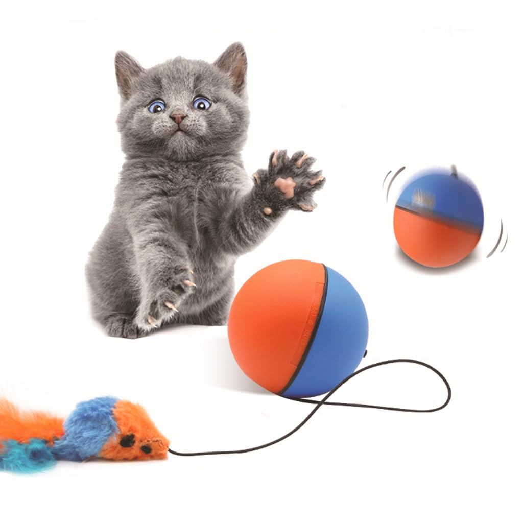 Qpets® Cat Ball Toy, Cats Teasing Toy Ball Cat Chasing Chew Ball Toy with Feather Tail, Electric Random Turn Grinding Toy Indoor Self-Entertainment Cat Toy(Not Included Battery) (B0CH89JN7R) Amazon Price History, Amazon Price Tracker
