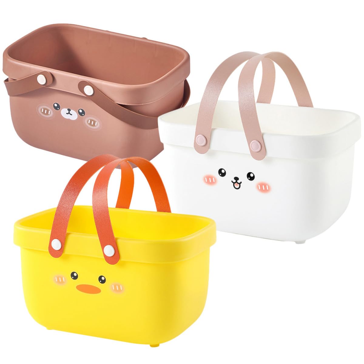 SHINEOFI Cesta de Ducha para Baño 3 Piezas con Asa, Cesta de Almacenamiento Portátil en Pp, Diseño Abierto Compacto, Adecuado para Accesorios de Baño y Organización en Hogar, Oficina
