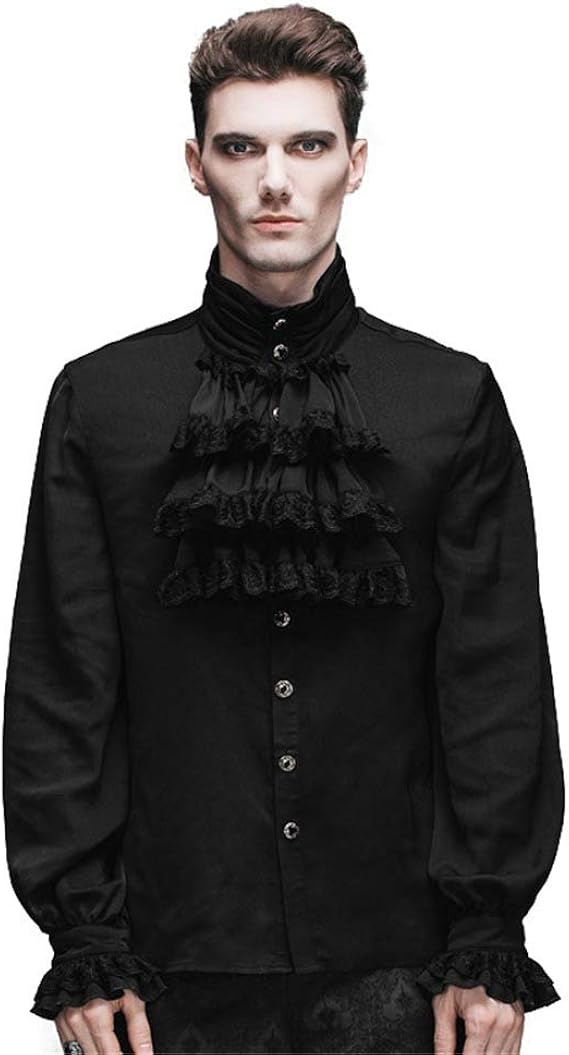 Amazon 悪魔ファッション男性スチームパンクヴィンテージシャツゴシックノベルティシフォン男性ブラウスイブニングパーティー男性フォーマルシャツ シャツ 通販