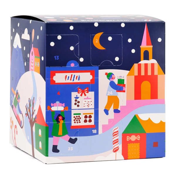 Calendrier de l'Avent Bonbons et Gourmandises de France - Décor Jeux d'Hiver - 24 sucreries emblématiques de nos régions - BienManger.com