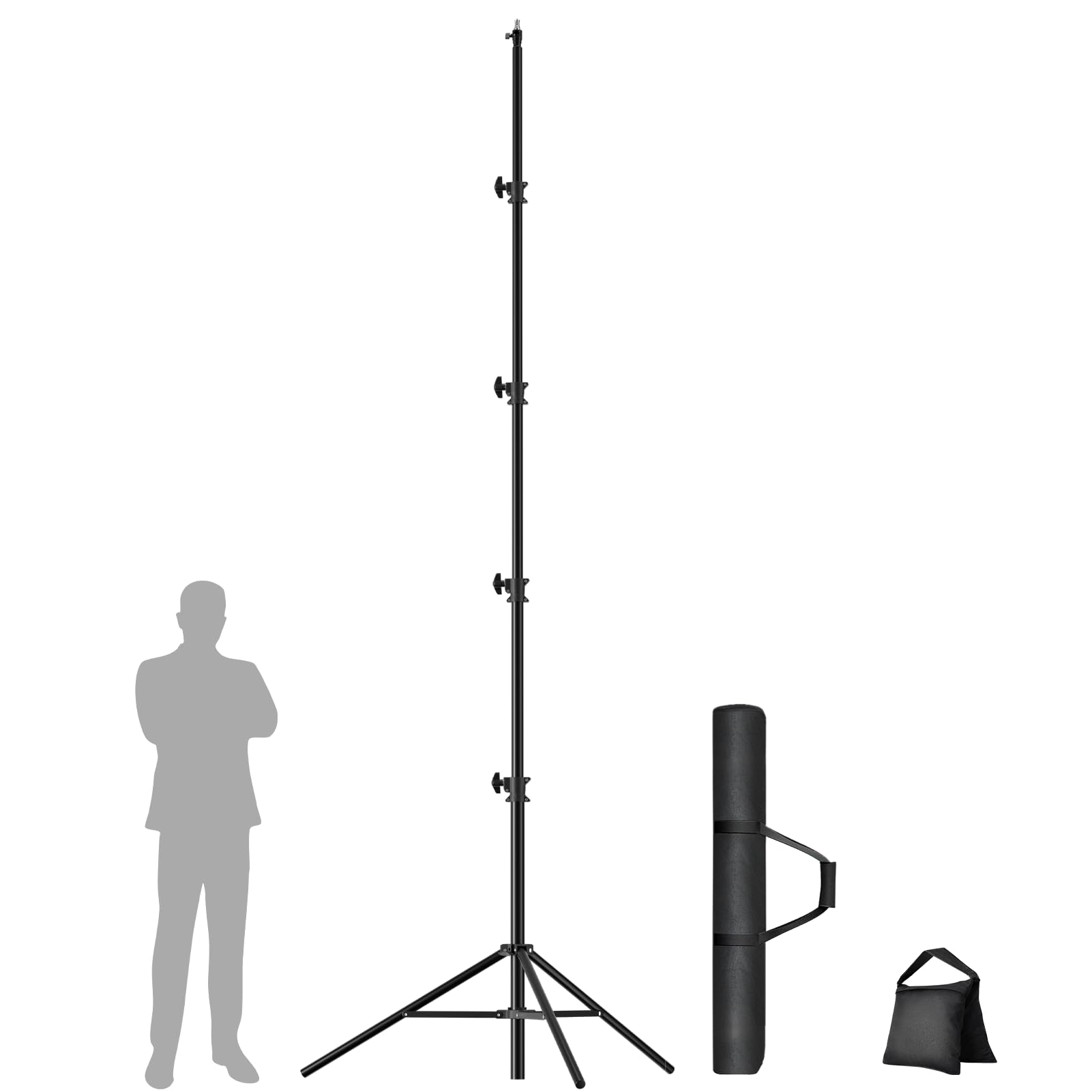 EMART 15.8ft Heavy Duty Light Stand Photography Tripod, Air-Cushioned Aluminum Alloy Light Stand with 1/4'' and 3/8'' Screw, Compatibility for Sports Games/Professional Photography/Wedding Recording