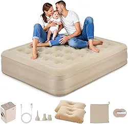 Colchão Inflável, Colchão Inflável Casal com Bomba, Cama de Casal Inflável com Carga Máxima de 250 KG, 200 * 150 * 40 CM, Adequado para Casa e Camping