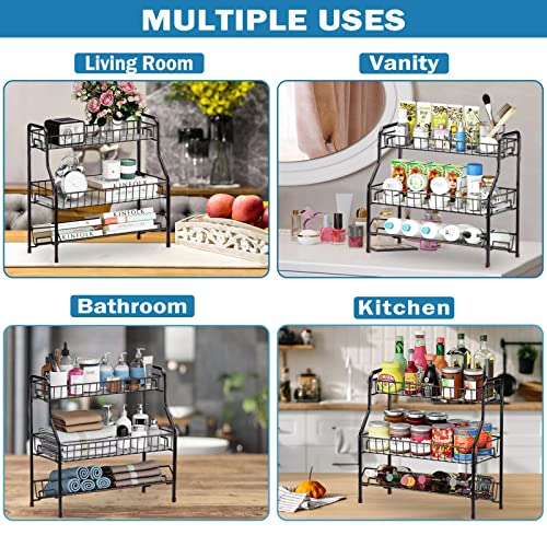 Vanfree Spice Rack Organizer For Countertop, Kitchen Counter Top Spice Rack Organizer, Seasoning Condiment Organizer Rack Spice Storage Rack For Counter, Multiple Uses #TOP6