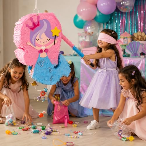 Image of Wanna Party 3D Mermaid Tail Pinata /Khoibag for Girls Mermaid Pinata Birthday Decorations, Pinata for Underwater Theme,Summer Theme Parties Game Candy Holder Accessories-Great 3D Hanging Decoration