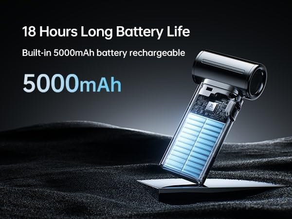 Image of JISULIFE Portable Handheld Fan Life9, Turbo Power High Speed Air [18H Max Cooling Time], 5 Gear Wind, 5000mAh Rechargeable, Mini Pocket Design, Personal Fan for Travel Concerts Camping Makeup - CHROME