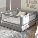 melafa365 Bed Rails for Toddlers, Upgrade Baby Bed Rail Guard Height Adjustable Specially Designed for Queen, King Size (3 Side for King size bed), Grey, TK-01