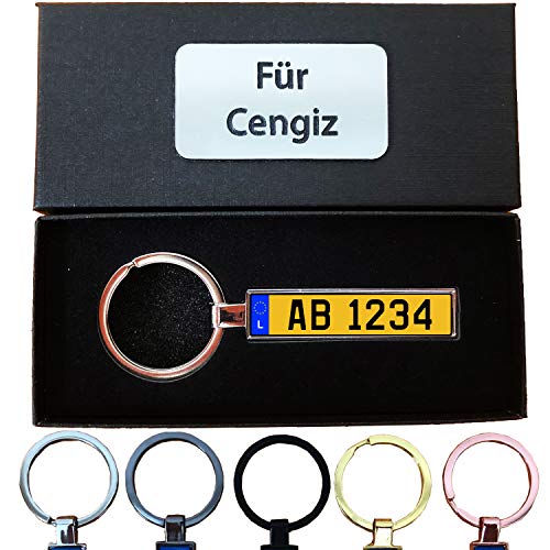 Bl4ckPrint B4P - Porte-clés plaque d'immatriculation Luxembourg - Personnalisable - Cadeau pour les amateurs de voitures, les hommes - Mini avec nom