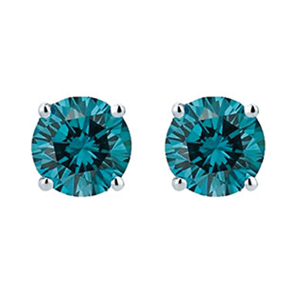 JewelMore1/7 cttw Blue Diamond stud in 14K White Gold
