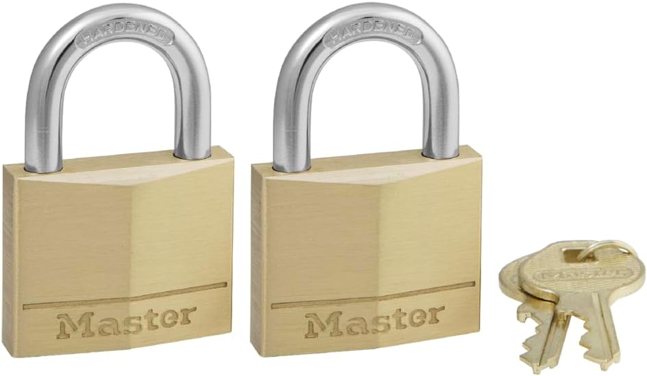 140T Solid Brass Keyed Alike Padlock with 1-9/16-inch Wide Body and 7/8-inch Shackle, 2-Pack