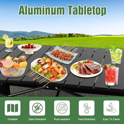 Table de camping pliante au design enroulable épuré pour terrasse et extérieur