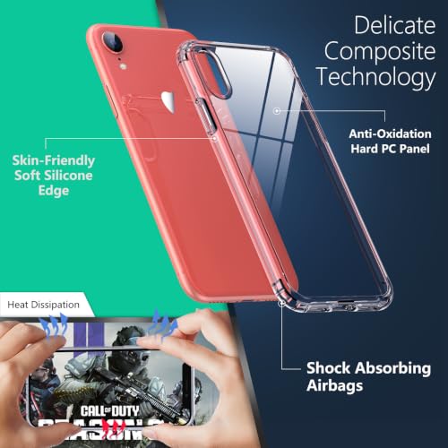 Image of ONES for iPhone XR Case Clear, [PC + TPU Hybrid][Military-Grade Drop Protection][Anti-Yellowing], Shockproof Silicone Hard Cover for iPhone XR, Transparent Slim Case