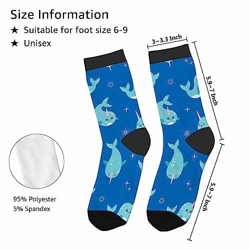 Image of Crew Socks for Woman Size 6-8 Tropical Wildlife Bright Teal Girls Socks