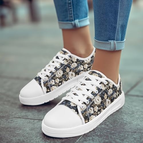 Womens Casual Sneakers Flower Shoes for Women Lightweight & Comfort Canvas Shoes3