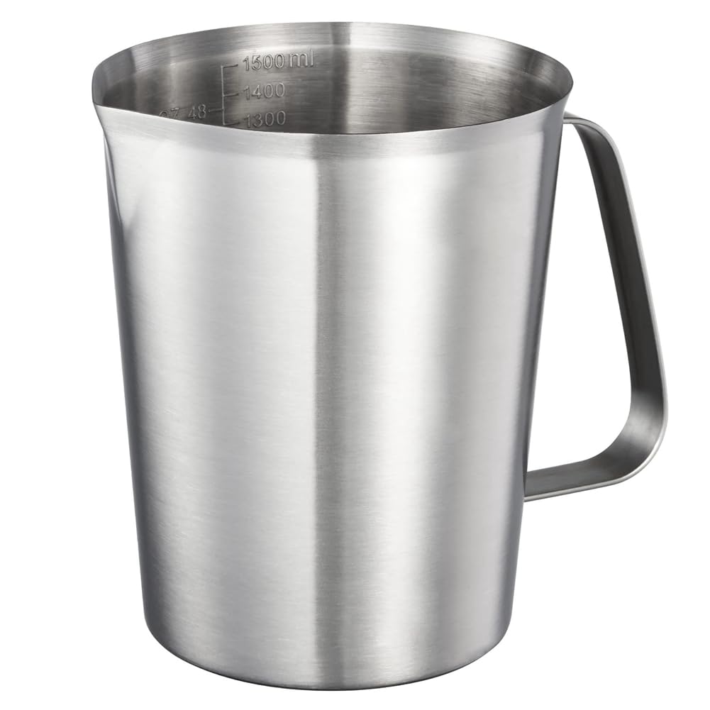 CTRLZS 304 Stainless Steel Measuring Cup with Handle and Pour Lip, Metal Pitcher with Oz and ML Marking, 48OZ/1500 ML- 6 Cup