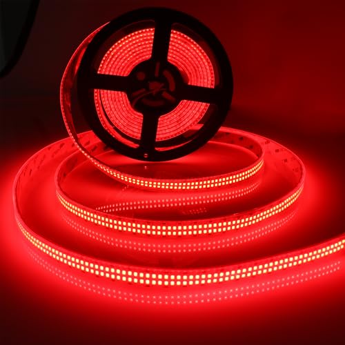 LEDENET 12V Red LED Strip Lights 16.4ft Double Row 2400 LEDs Outdoor Waterproof IP67 Super Bright Dimmable Flexible Tape Lights for Bedroom DIY Truck RV and Boat Lighting