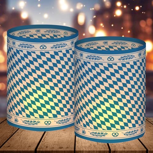 12 Windlicht Tischdeko, Oktoberfestdeko, Bayrische Deko Blau, Bayern ktoberfest Set, Tisch Deko Oktoberfest Party, Geeignet für Teelichter oder Kerzen