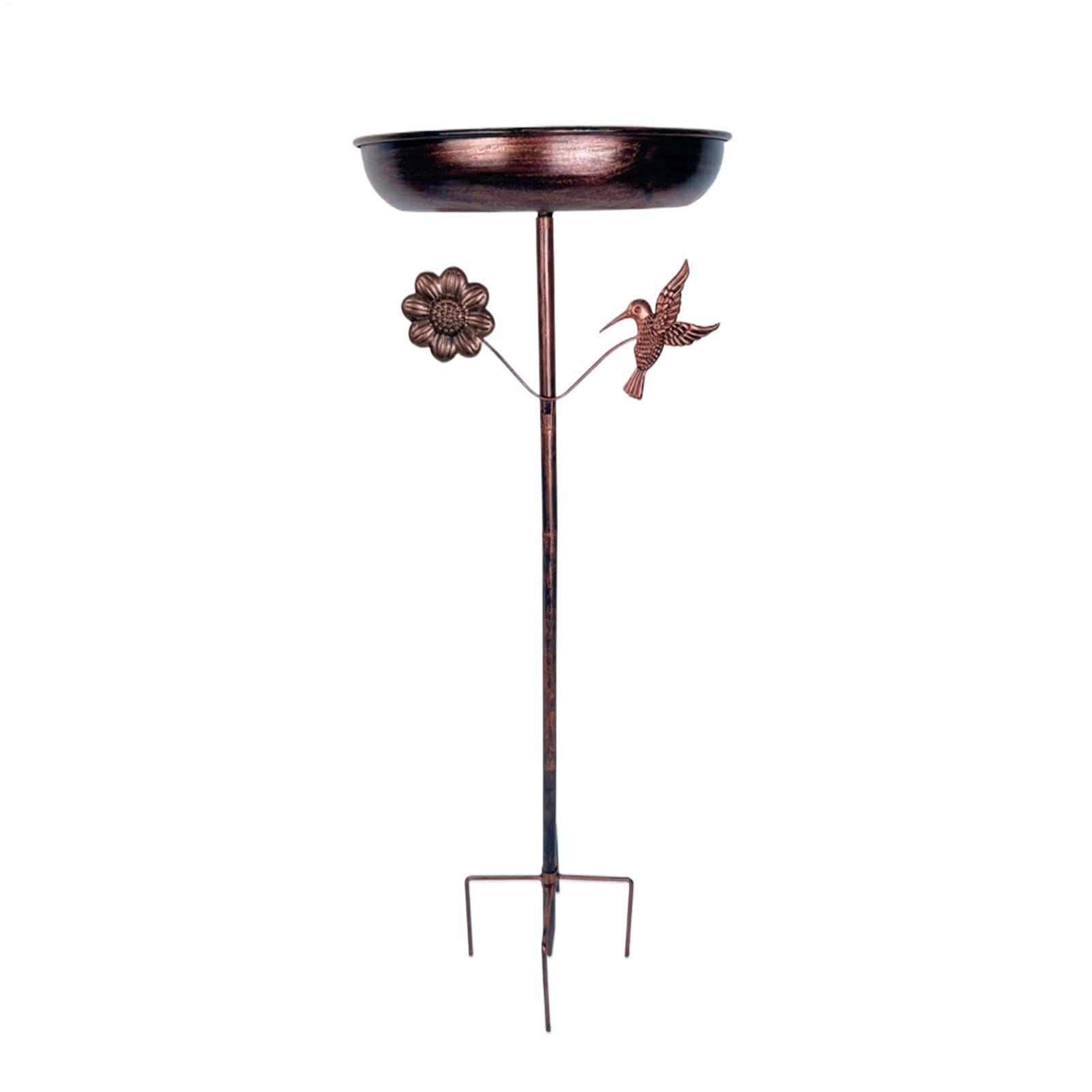 Baño para pájaros exterior con estaca de metal para césped y jardín