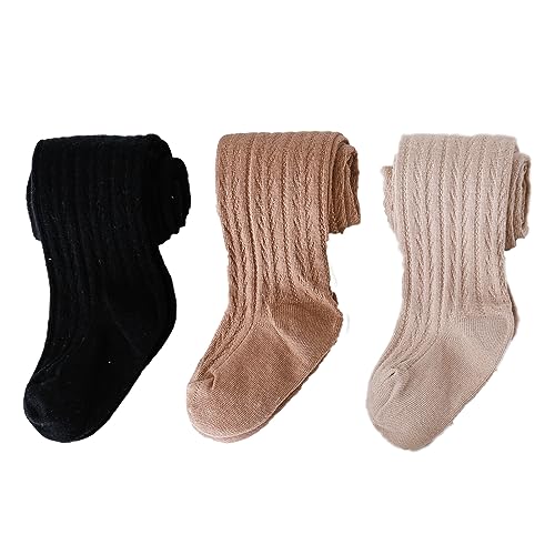 Colorful Childhood Baby Girls Tights Cotton Cable Knit Footed Pantyhose Baby Stockings Toddler Leggings 3 Pairs2
