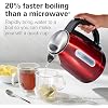 Hamilton Beach Electric Tea Kettle, Water Boiler & Heater, 1.7 Liter, Cordless Serving, 1500 Watts for Fast Boiling, Auto-Shutoff and Boil-Dry Protection, Red with LED Light Ring (41060)