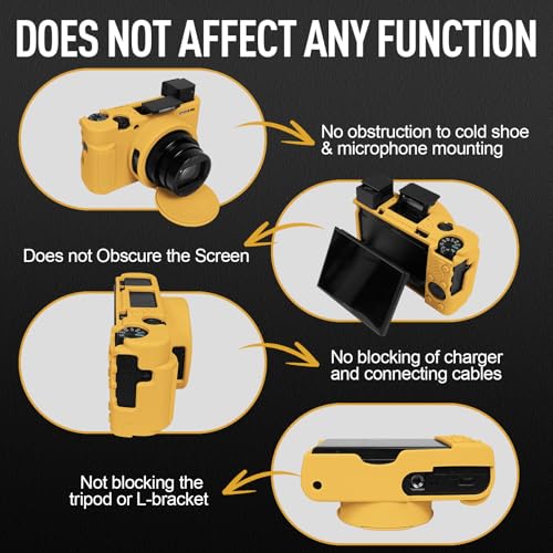 Image of Easy Hood Case for Sony DSC-RX100 IV V VI VII DSLR Camera, Silicone Camera Case Lightweight Soft Carrying Cover with Removable Lens Cover (Yellow)