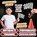 Bedwina Race Car Birthday Party Decorations - (36 Pcs) 12 - 8-Inch Orange Mini Cones for Kids & 24 Black & White Checkered Flags on Sticks - Race Car Themed Birthday Party Decor & Centerpiece Supplies