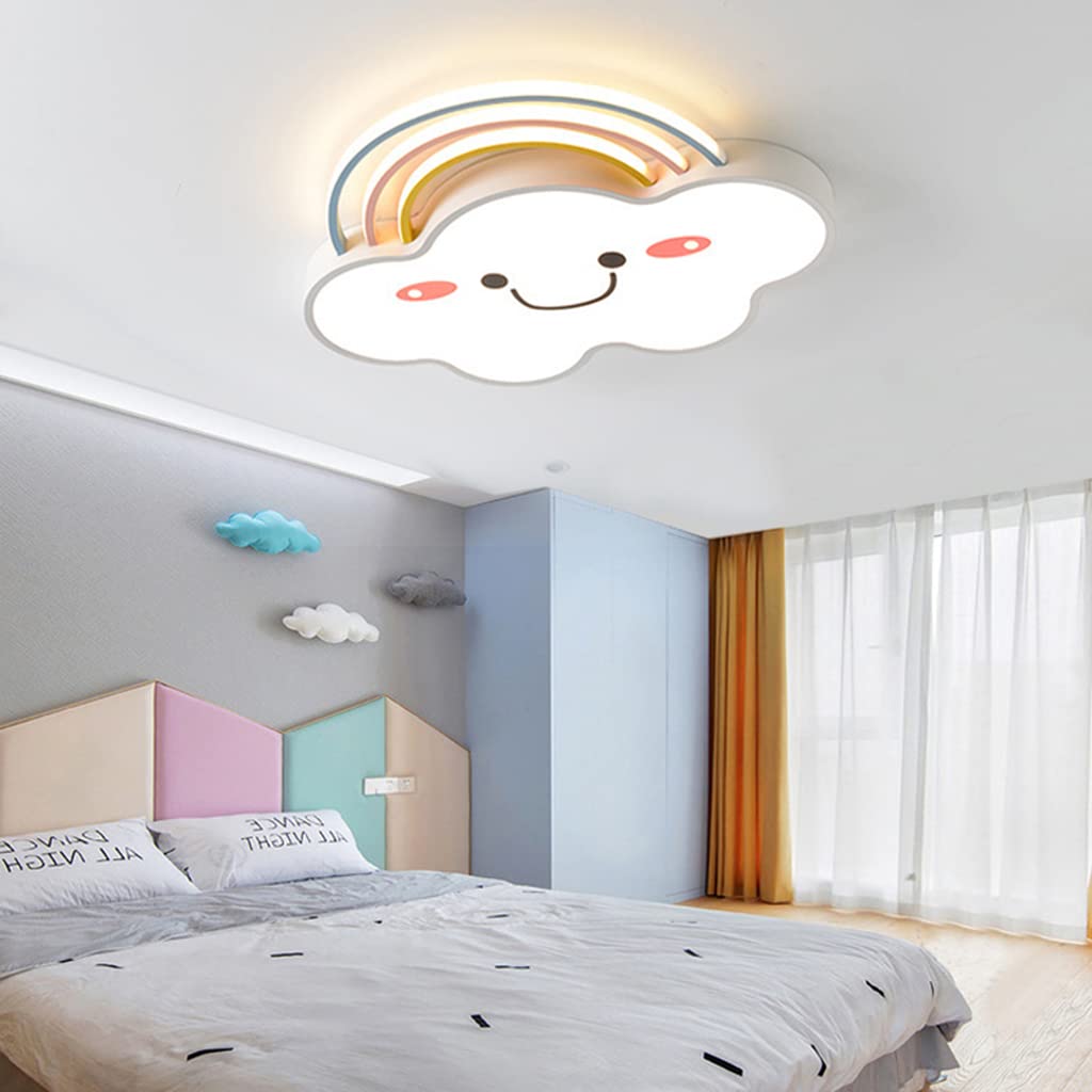 LED Deckenleuchte Regenbogen Wolke Licht Kinderzimmer Lampen Schlafzimmer Moderne Dimmbar Mit Fernbedienung Deckenlampe Kreative Designer Hängeleuchte Für Schlafzimmer Cartoon Lampen (White,60CM)