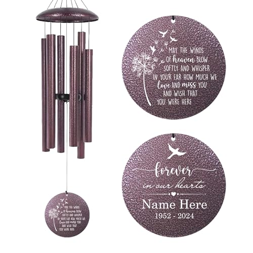 Image of Memorial Wind Chimes for Loss of Lover One, Mom, Dad, Outside Deep Tone 30 /36 /45 inch Windchimes in Memory of a Loved One, Sympathy Gifts for Bereavement Produced in Texas