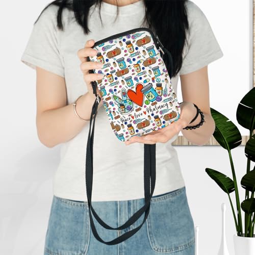 LEVLO Pharmacist RX Crossbody Bag Pharmacy Technician Gift Peace Love Pharmacy Shoulder Bag Pharmacy Tech Merch3