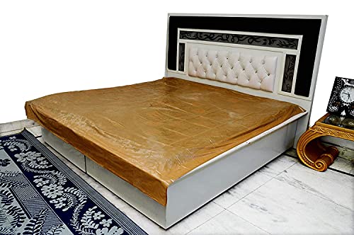 Image of Standard Plastic Double Bed Waterproof King Size Sheet /Mattress Protector Adults Sheet for Mattress (7.5 x 6.5 feet) (King Size) (Grey) (P.Golden Brown)