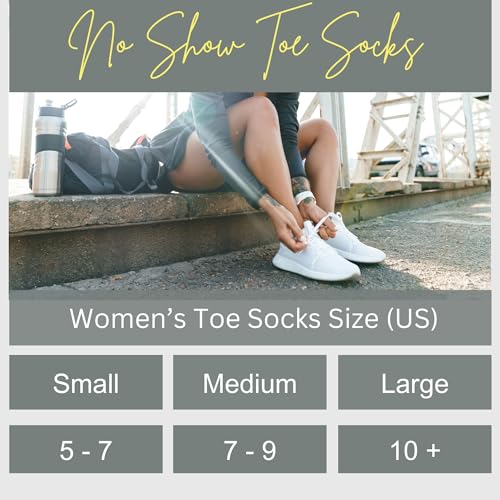 Soxsense No Show Toe Socks Premium Cotton for Women, Align Toes Five Finger Liner Low Cut Thin Socks for Bunion, (4 Pairs)3