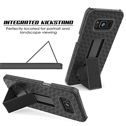 Punkcase Galaxy S8 Plus Case With Screen Protector, Holster Belt Clip & Built-In Kickstand Non Slip Dual Layer Hybrid Tpu Full Body Protection [Slim Fit] For Samsung Galaxy S8+ Edge [Black] #TOP3