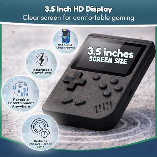 Image of TOYTONIC Rechargeable Pocket Video Game Console for Kids 400-in-1 Retro Handheld Gaming Device with Built-in Classic Games, TV Output Support(Color Assorted)
