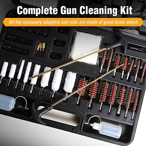 ANALIM Universal Gun Cleaning Kit for Pistol, Shotgun, Rifle, Handgun, Airgun, Revolver and Gun Accessories, Cleaning Kit with Brushes, Jags, Portable Case