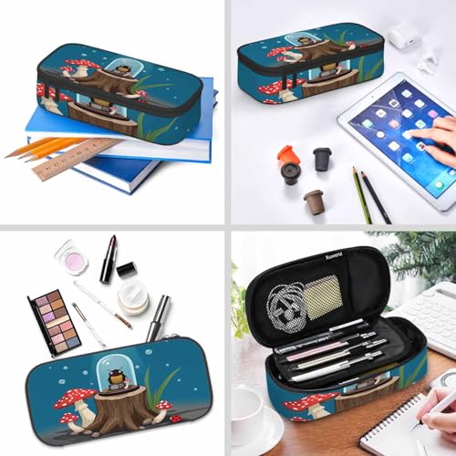 Image of Mushrooms Pencil Bag Cockroach Glass Jar Raining Green Grass Big Capacity Pencil Case Pencil Pouch Pen Bag School Students Boy Girl